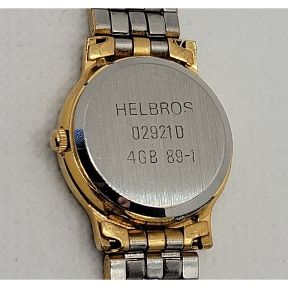 Womens Helbros 02921D Round Gold Tone Gray Dial Link Bracelet Analog Watch 01 main image 9
